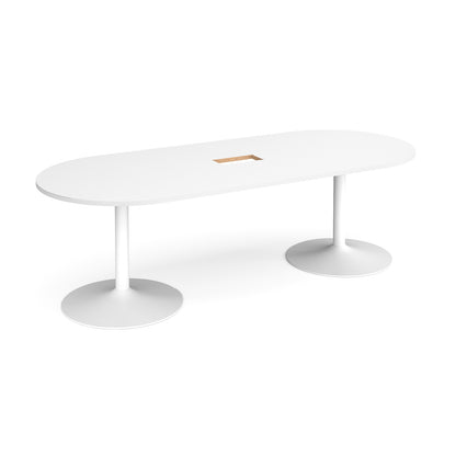 Trumpet base radial end power ready boardroom table - TB24-CO-WH-WH