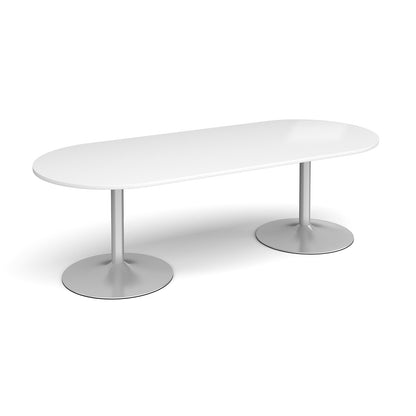 Trumpet base radial end boardroom table - TB24-S-WH