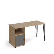 Tikal hairpin 600mm deep desk with support pedestal and cupboard door