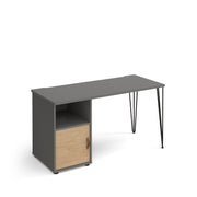 Tikal hairpin 600mm deep desk with support pedestal and cupboard door