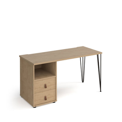 Tikal hairpin 600mm deep desk with support pedestal and drawers