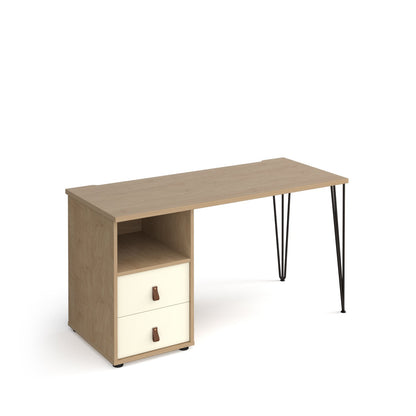 Tikal hairpin 600mm deep desk with support pedestal and drawers