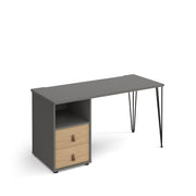 Tikal hairpin 600mm deep desk with support pedestal and drawers