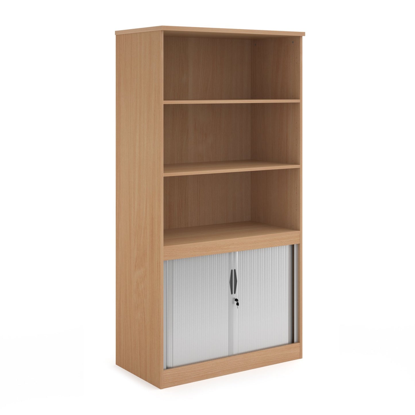 Systems Combi Unit With Tambour And Open Top 1600mm - Beech