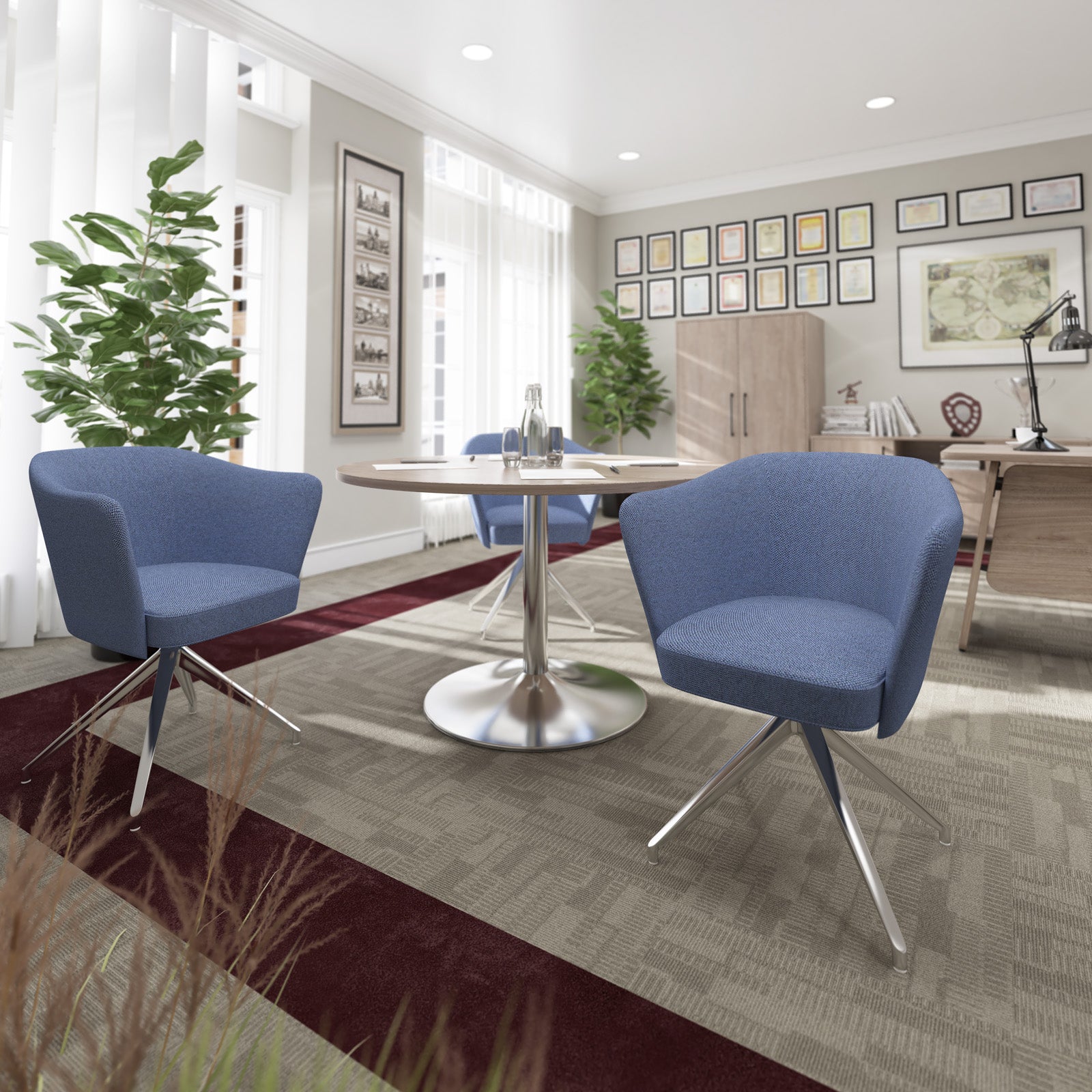 Trumpet base radial end power ready boardroom table