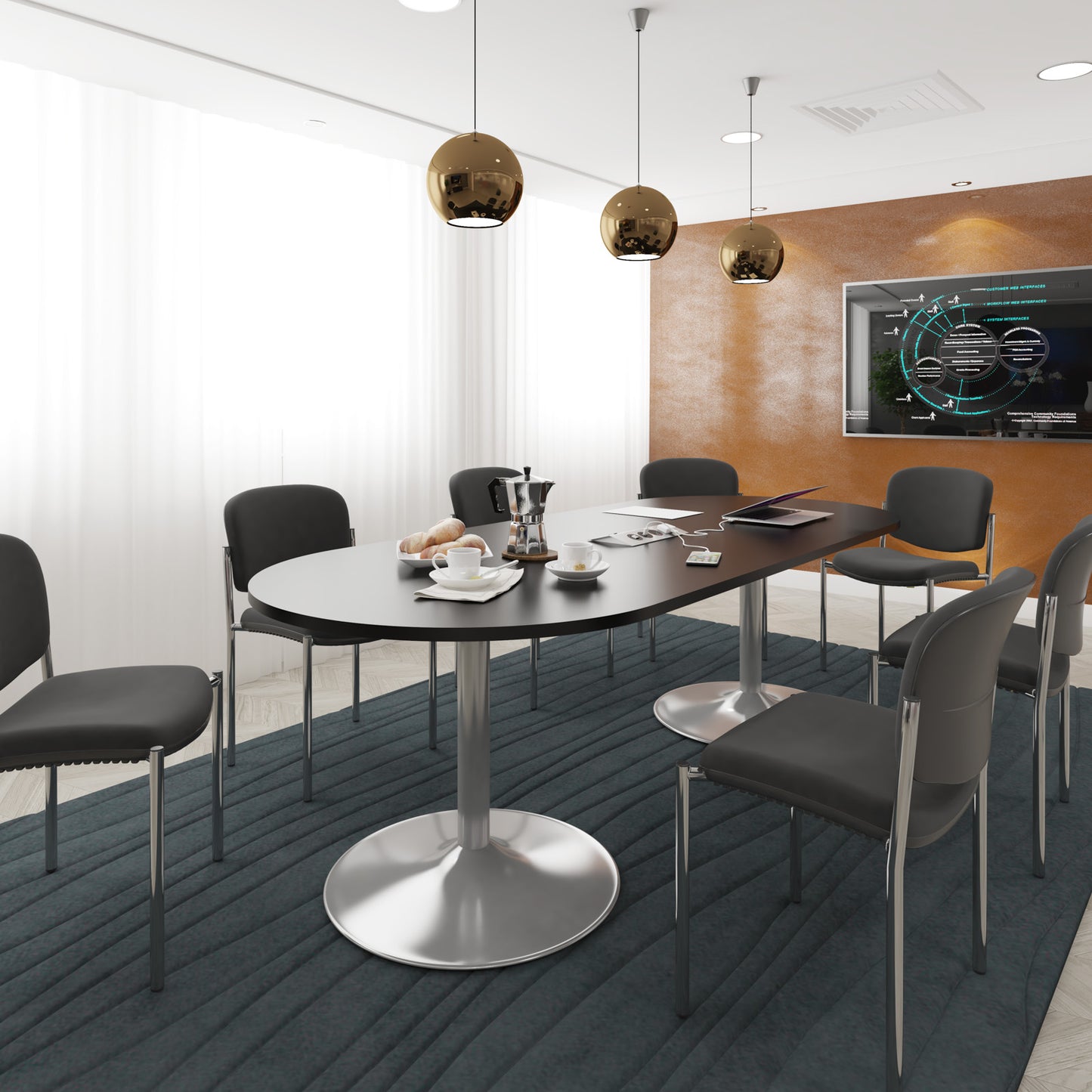 Trumpet base rectangular boardroom table