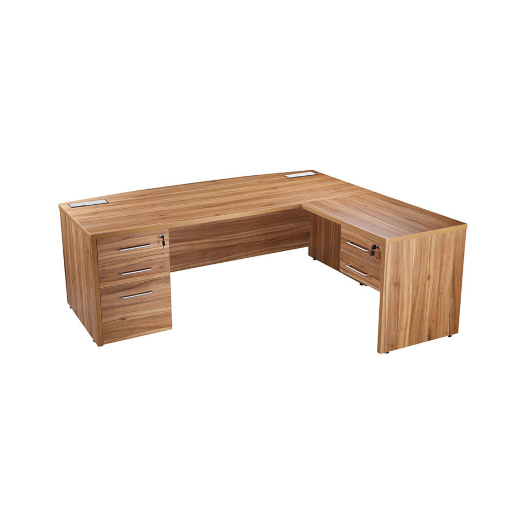 Grand Executive Bow Front Desk with Side Return – American Walnut Finish