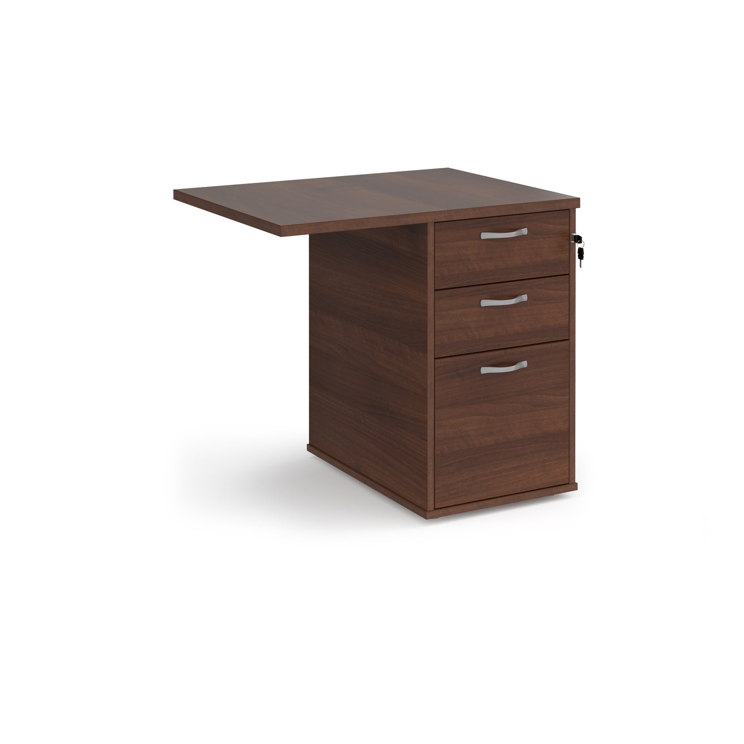 Desk High 3 Drawer Pedestal | 600mm & 800mm Depth | Silver Handles & Flyover Extension