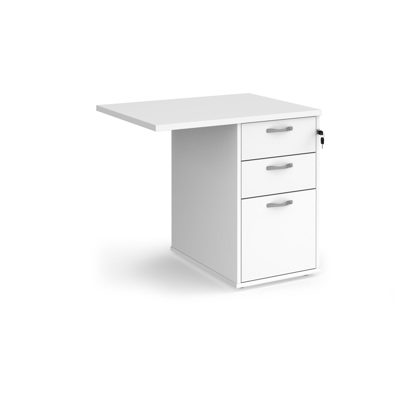 Desk High 3 Drawer Pedestal | 600mm & 800mm Depth | Silver Handles & Flyover Extension