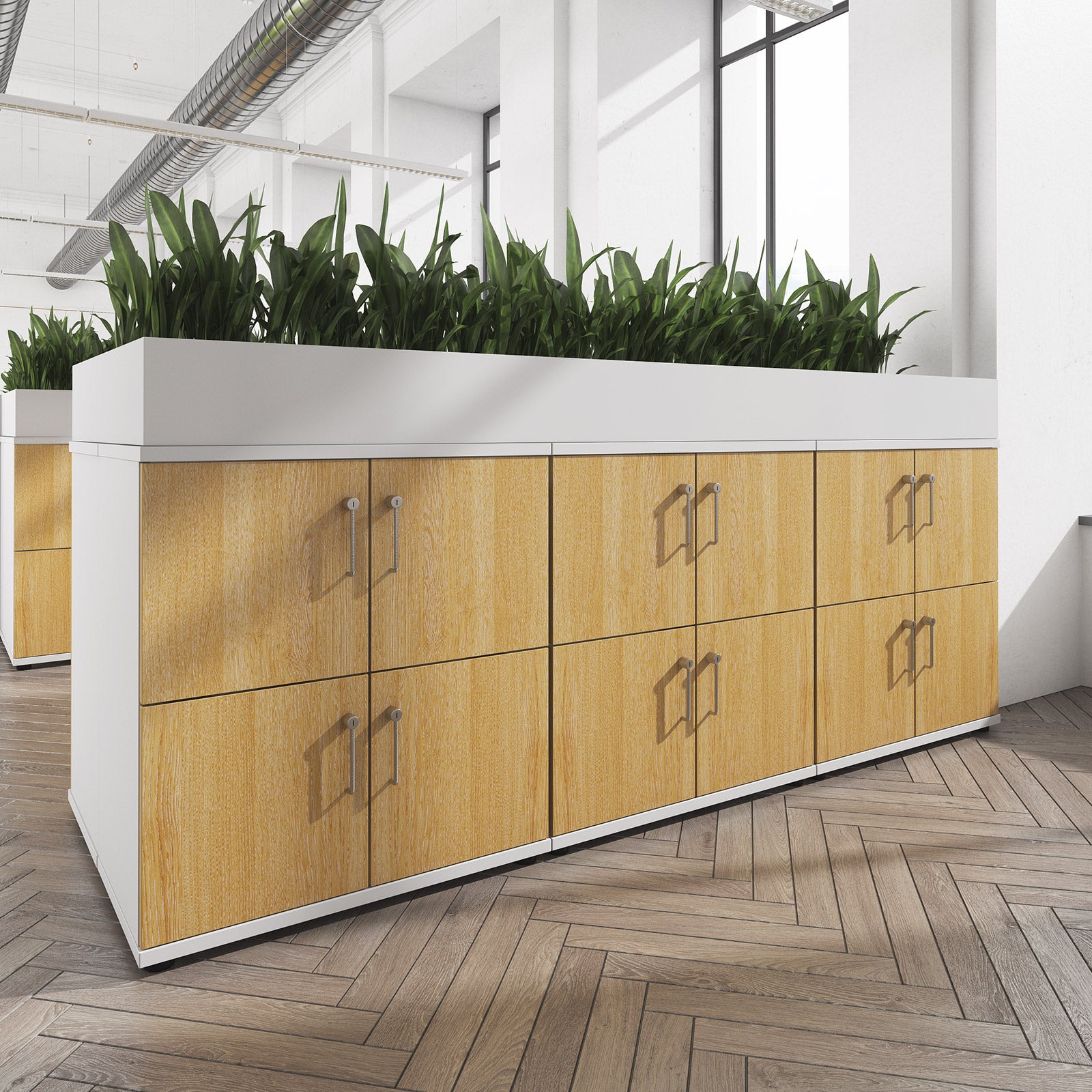 Wooden storage lockers