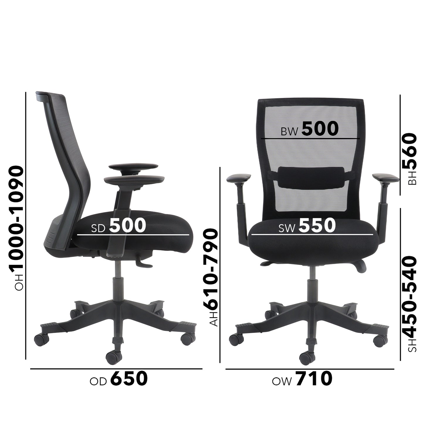 Yasmin mesh back operator chair with fabric seat and mesh back