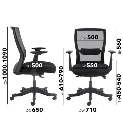 Yasmin mesh back operator chair with fabric seat and mesh back