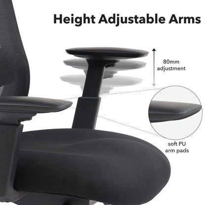 Yasmin mesh back operator chair with fabric seat and mesh back